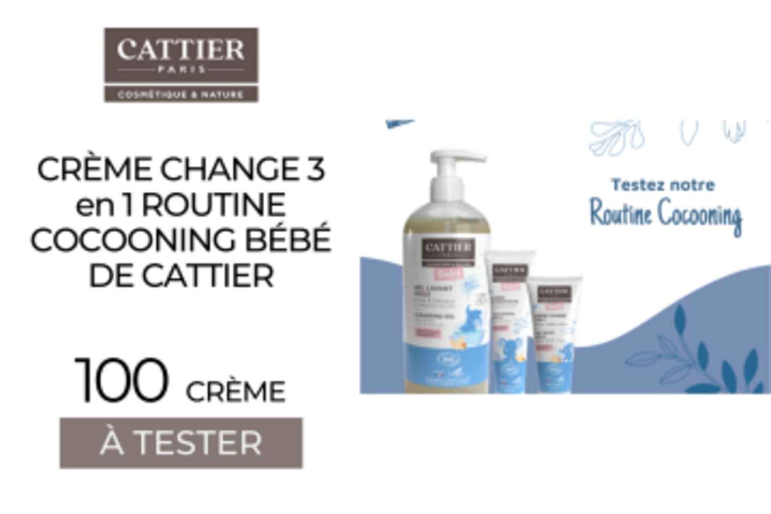100 Crème change 3 en 1 ROUTINE COCOONING BÉBÉ de Cattier