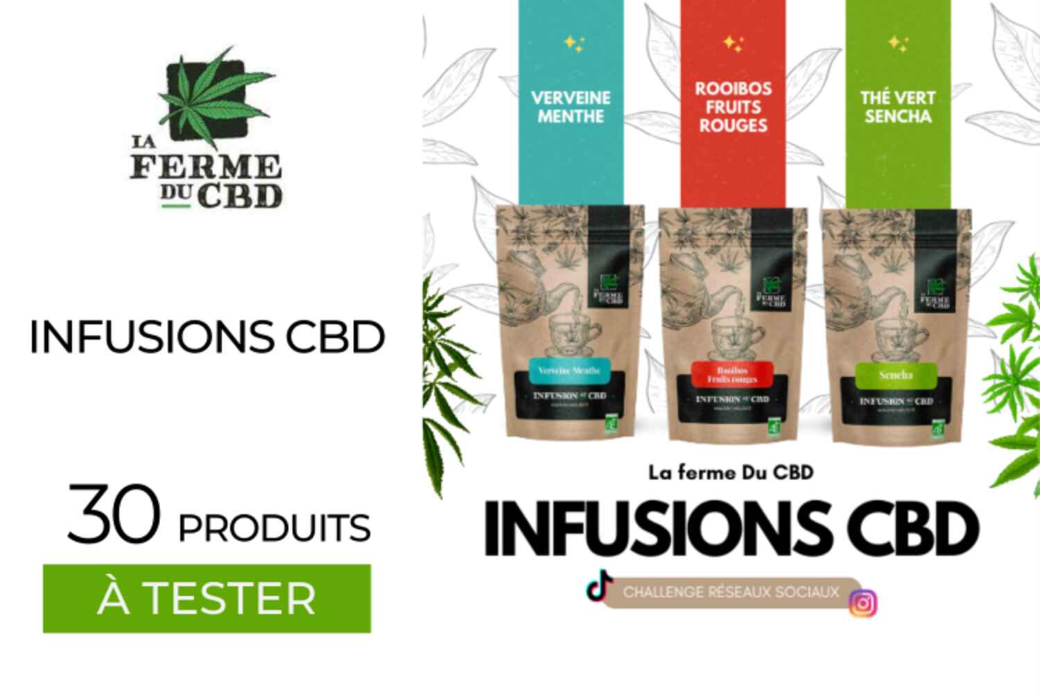 30 Infusions et tisanes au CBD: CHALLENGE RÉSEAUX SOCIAUX