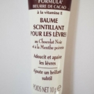 Swatch de Diana74 : Baume Scintillant pour les lèvres au Chocolat Noir et à la Menthe Poivrée, Palmer's