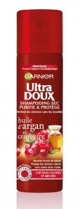 Shampooing Sec Purifie et Protège Huile d'Argan Cranberry - Ultra Doux de Garnier, Garnier - Infos et avis