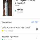 Swatch de Angelananas : Laits corps Fruit de la Passion - BioLove, Druide