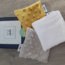 Swatch de Estella77 : 50 Boîtes de 3 lingettes bébés lavables Oekotex et Bio, Le Petit Carré Français