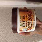 Swatch de SanKwa : Hair food macadamia Masque Lissant Garnier Fructis, Garnier