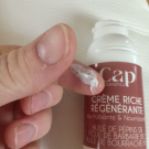 Swatch de Georgeta : Crème Riche Régénérante Bio CAP COSMETICS, Nutrivie